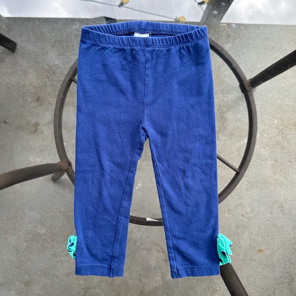 Macy’s Polka Dot Bow Leggings in Blue/Green - Size 18 Months